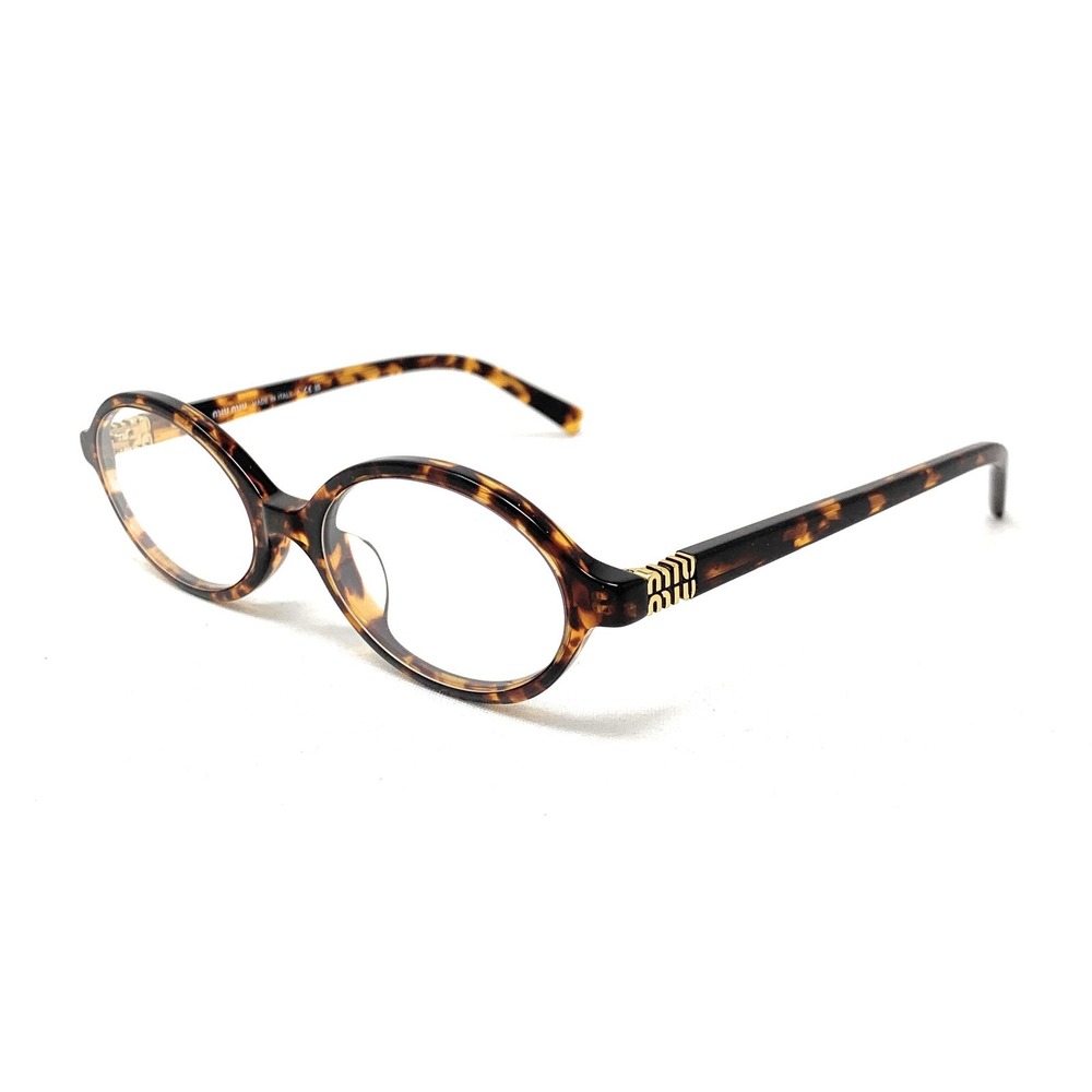 MIU MIU MU 04ZS-F VAU 08N Havana Oval Eyewear Clear Blue-Light Lenses 50-18-140